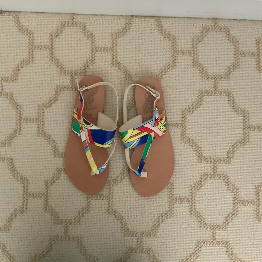 Colorful Printed Gladiator Sandals - Never Worn